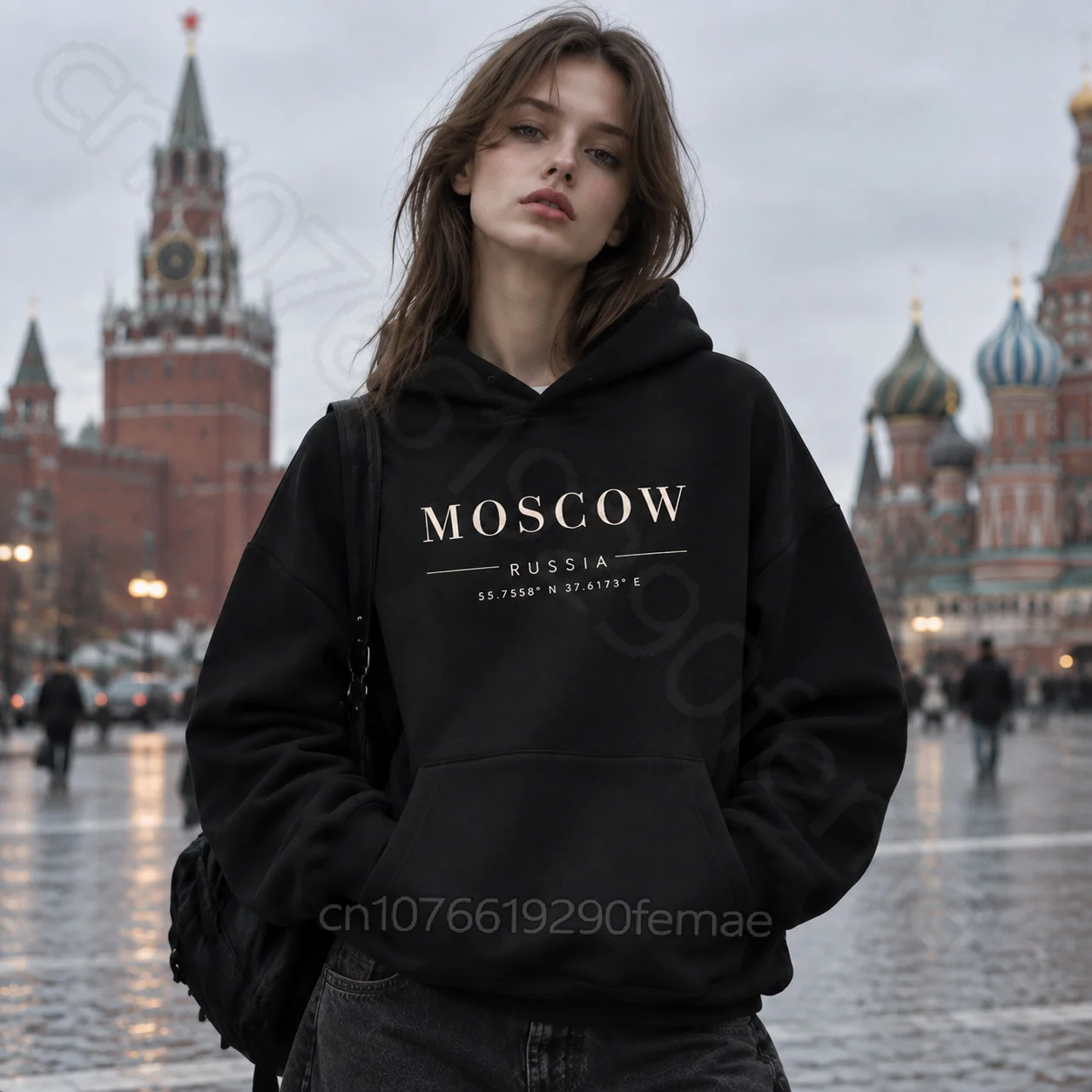 Vintage Russia City Series Baumwoll-Hoodie für Herren und Damen, Oversized Y2K Streetwear Sweatshirt, minimalistischer Hoodie mit grafischem Muster