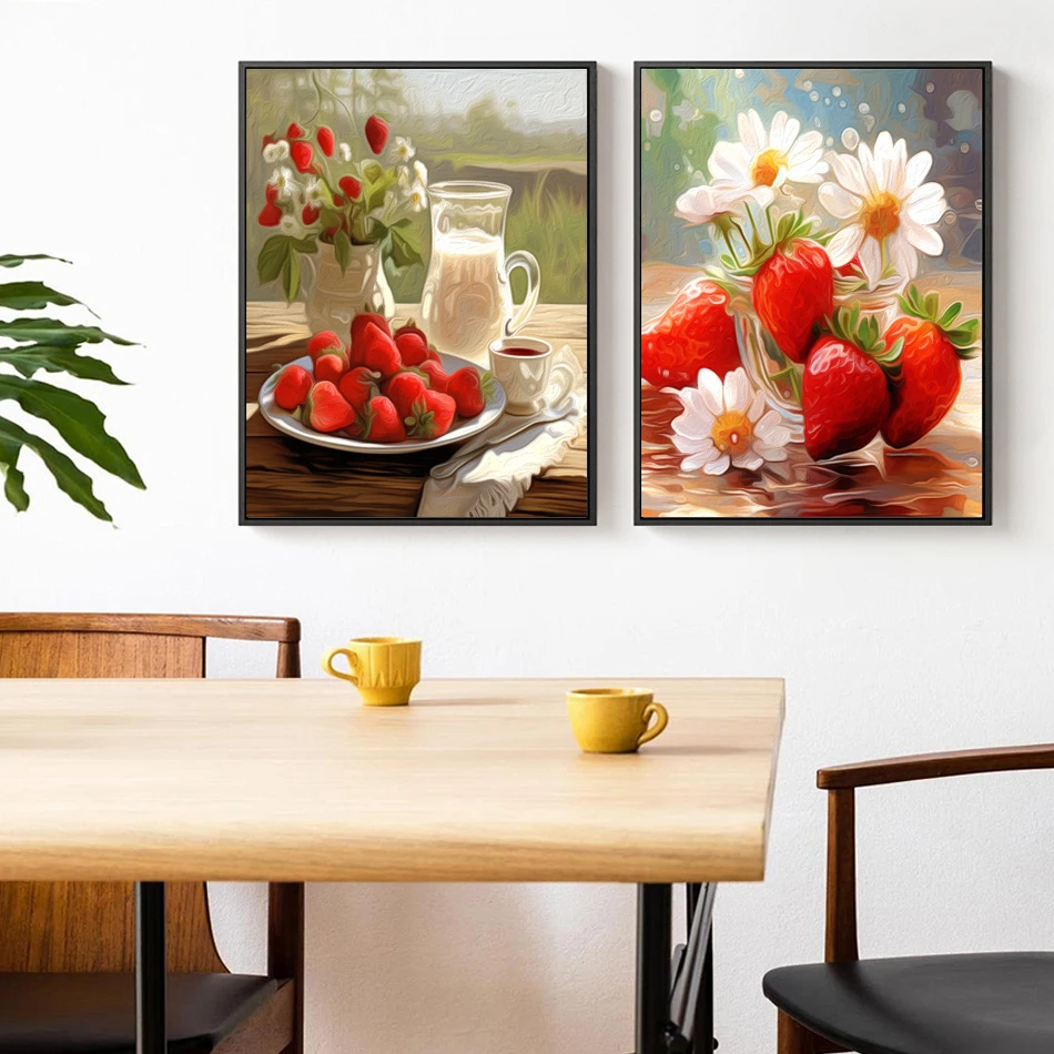 RUOPOTY-Diy Painting By Numbers Strawberry Coloring For Adults Drawing On Canvas Handpainted Oil Decorative Paintings Handiwork