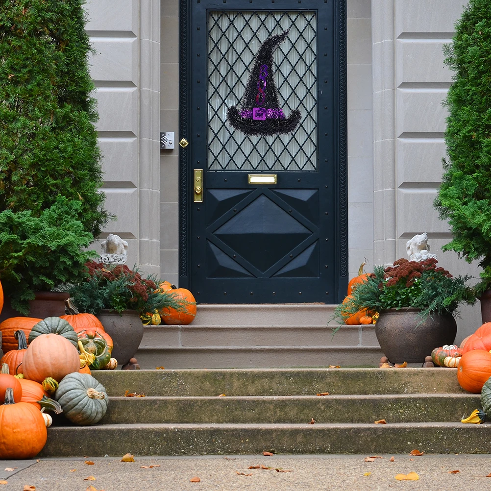 

4Pcs DIY Wreath Frame Iron Wire Witch Hat Shaped Ring for Christmas Halloween Decor Metal Wreath Frame