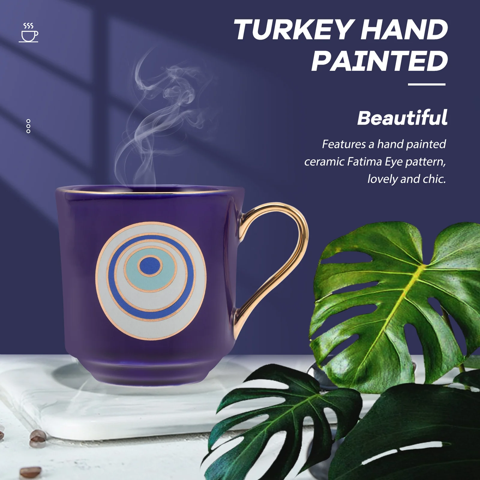 

Eye Hand Painted Ceramic Coffee Mug Milk Cup for Home Office Coffee Shop Turkish Evil Eye Drinking Cup Milk Mug