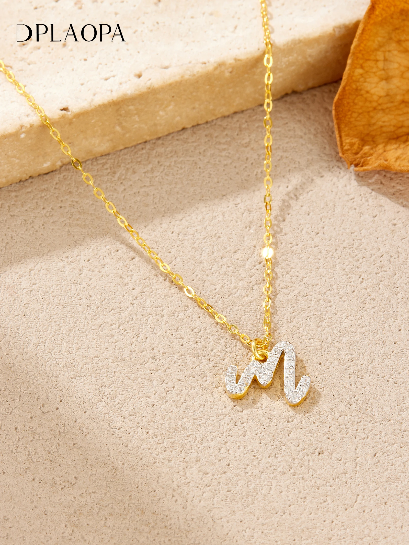 

DPLAOPA 925 Sterling Silver Zircon CZ Irregular Letter A & M Pendant Necklace 2025 Fine Trendy Luxury Party Women Jewelry Gift