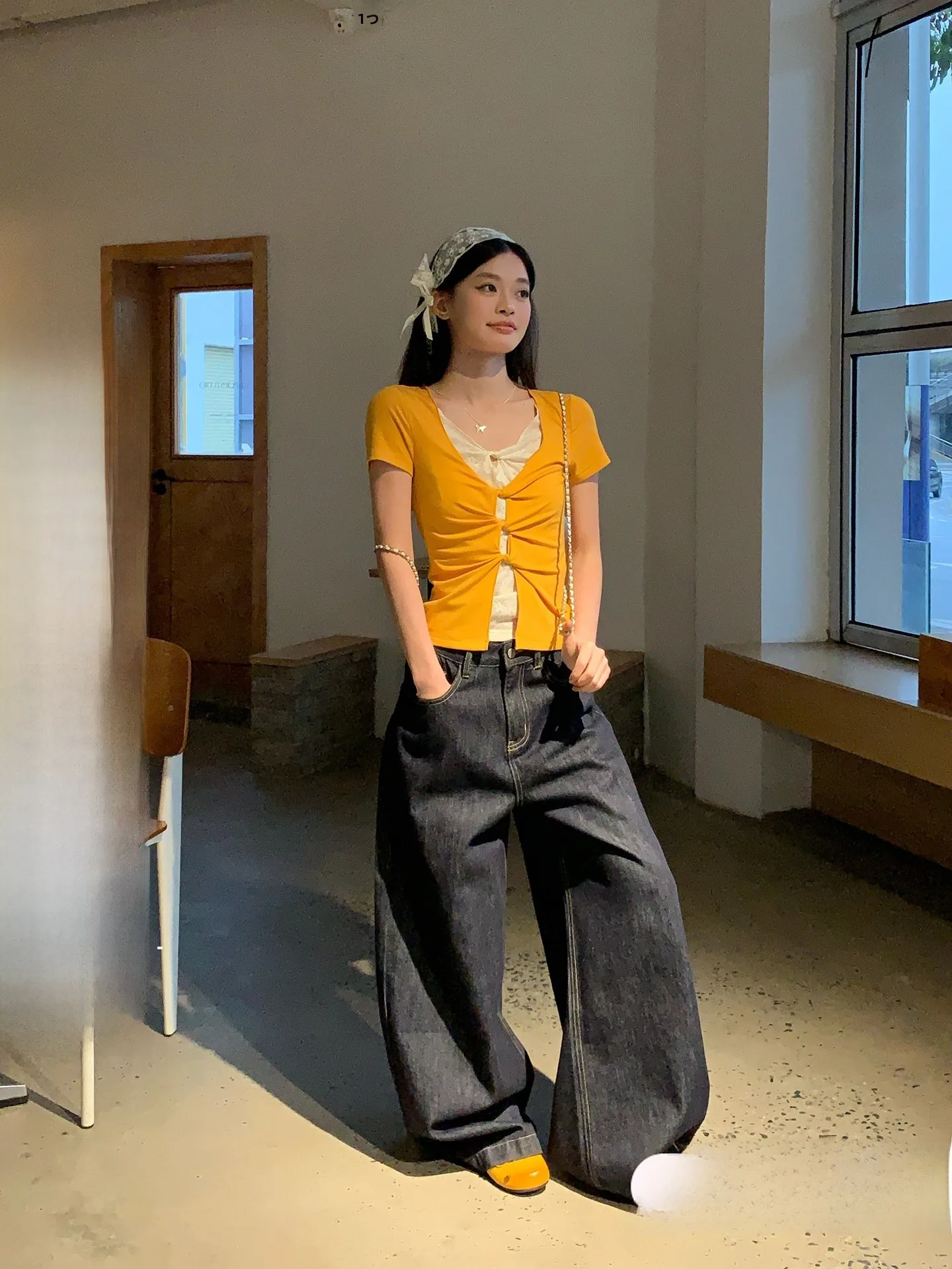 

Женские джинсы Deep Blue прямого кроя с высокой талией, свободные, с кружевными завязками, широкие штанины, длинные брюки для весеннего повседневного образа