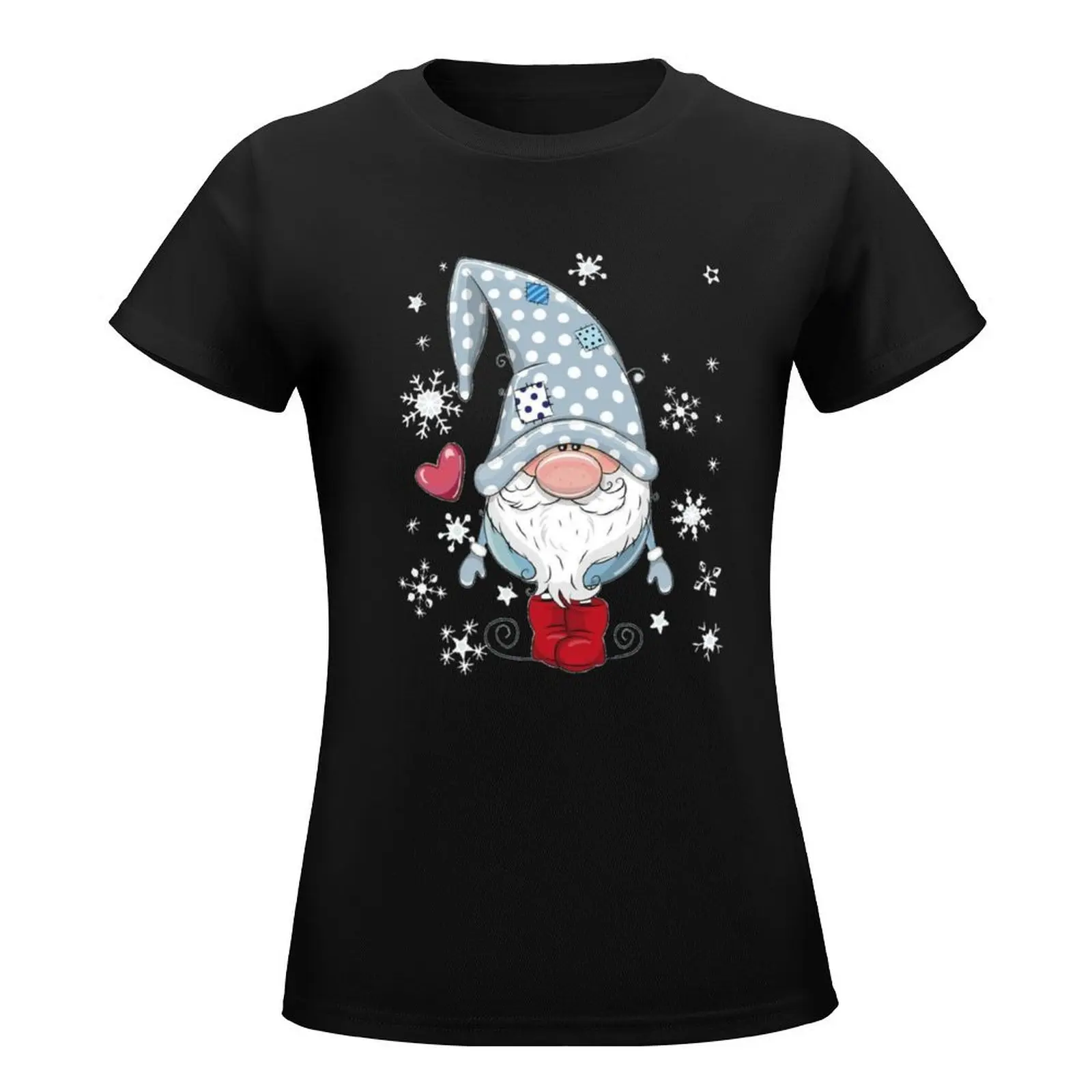 Red christmas gnome, Christmas Gnome T-Shirt graphics hippie clothes cute tops white t-shirt dress for Women sexy