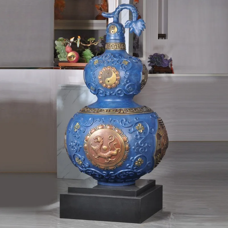 Extra-large floor-standing colored copper gourd ornaments Home living room entrance decorations Home ornaments