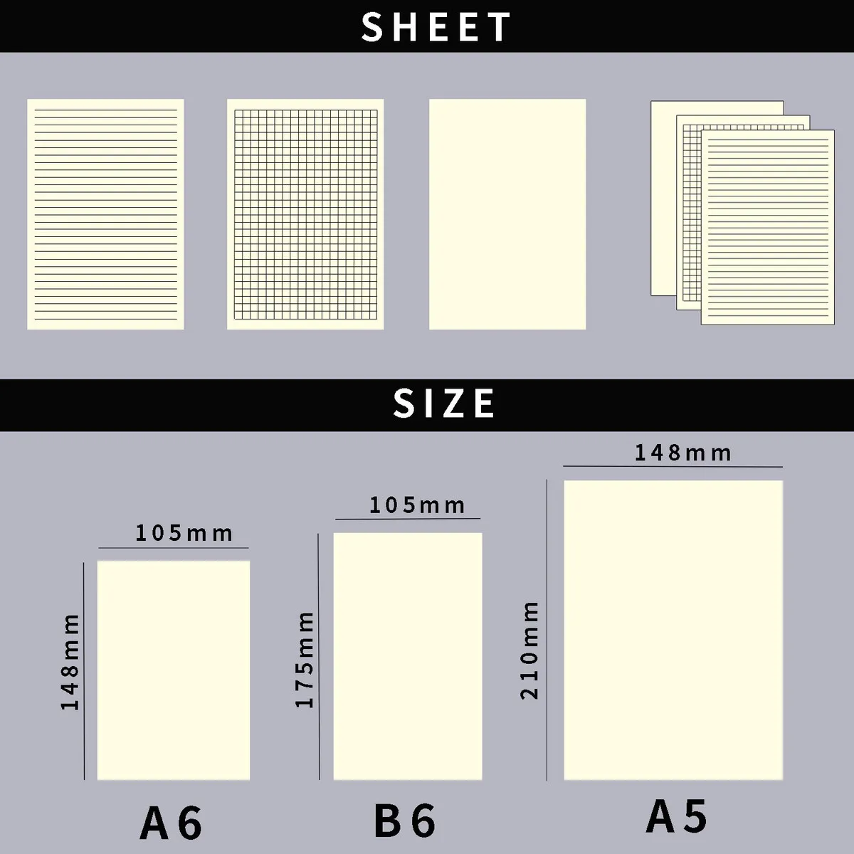 Imagem -03 - Nova Marca Planejador Inserir Recargas de Diário para b6 Tamanho Magro Notebook Capa Grid Governado em Branco 100g Papel Japenese Agenda Jornal