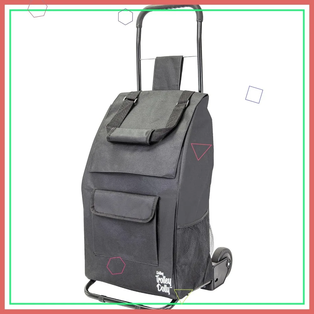 Foldable Grocery Cart with Removable Bag, Storage Pockets, and Hand Truck Function - Compact Rolling Cart for Shopping