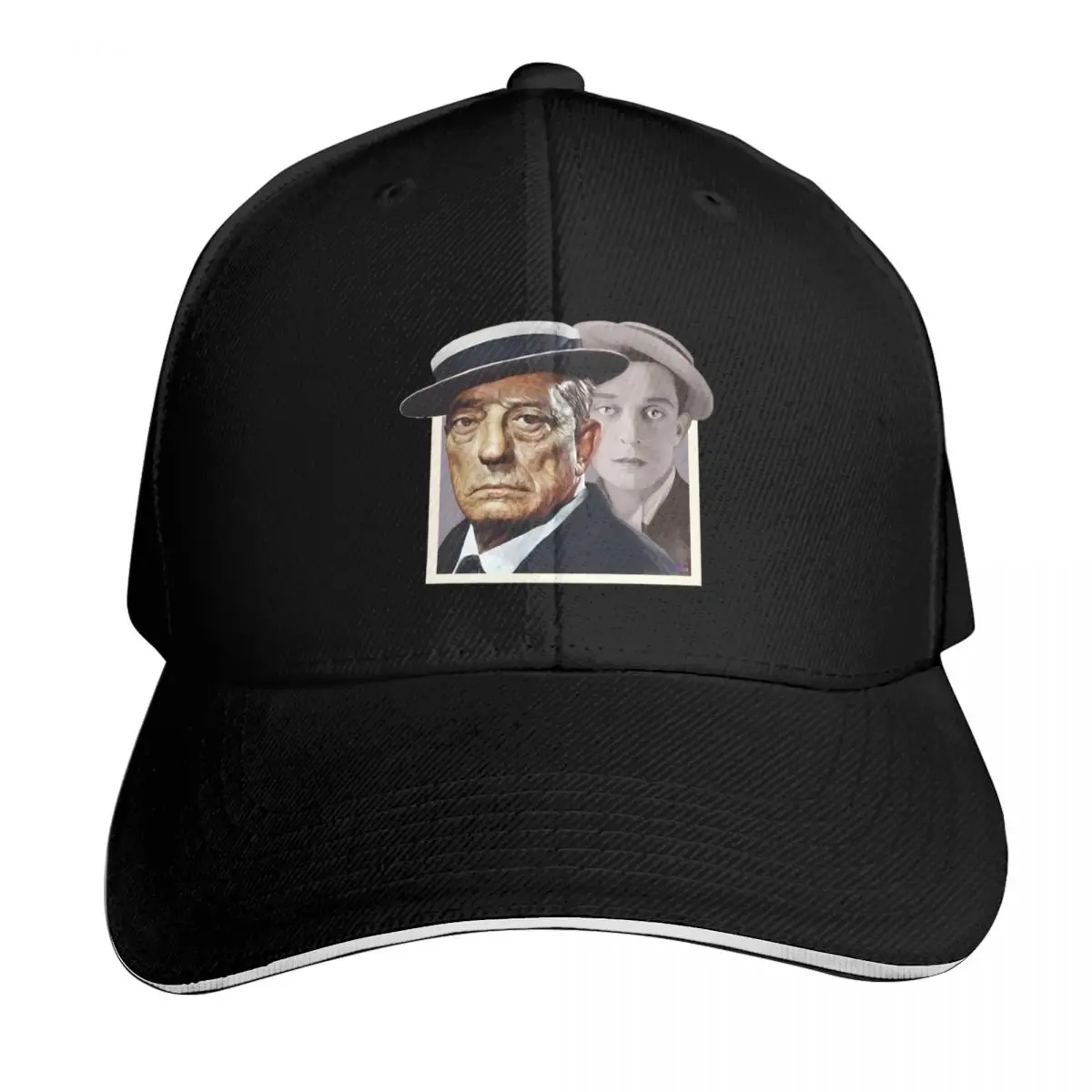 Ghosts Digital Painting of Buster Keaton by Nicolette Olivier, Single and Repeating Pattern, Choose Your Own Backgr Baseball Cap