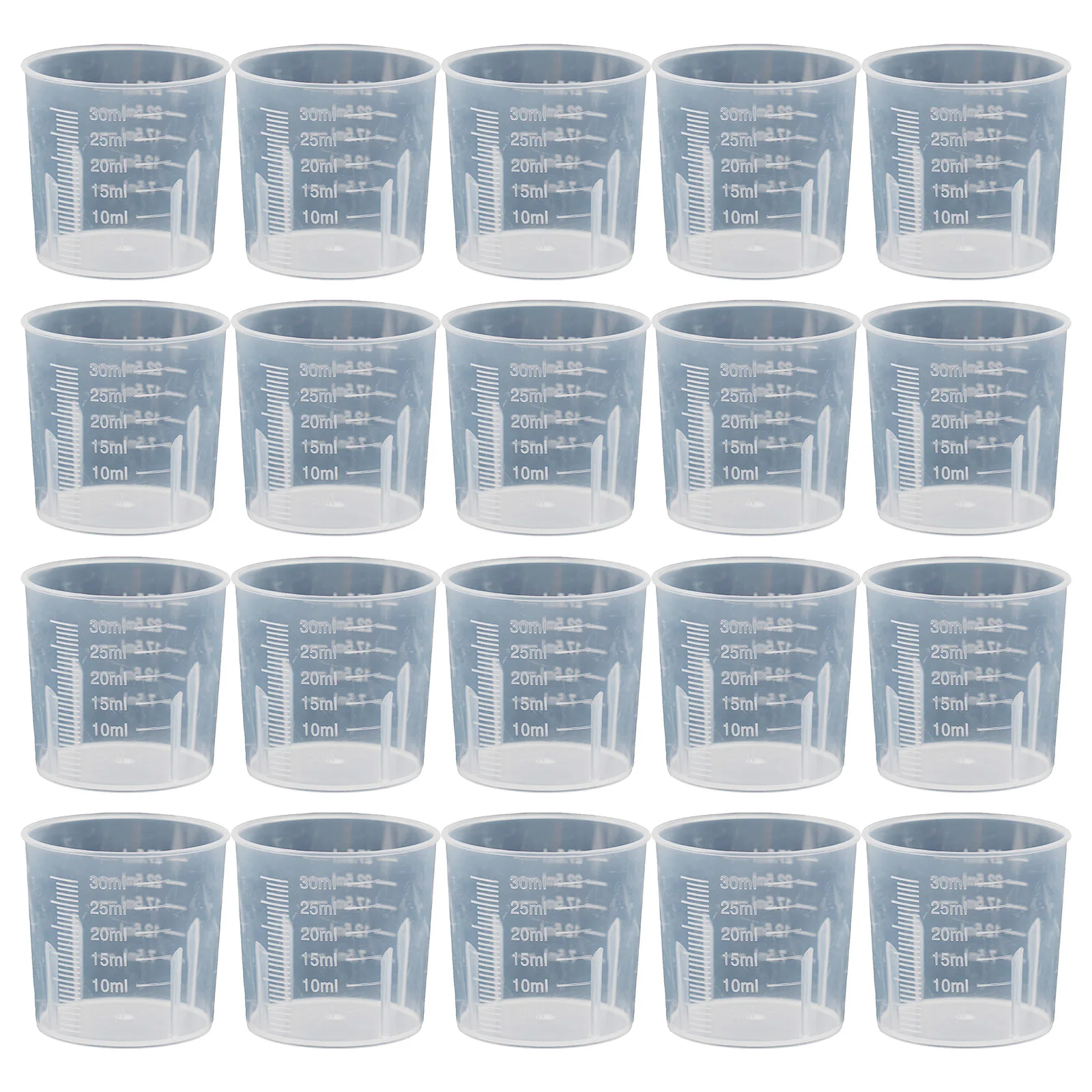 

20pcs Measure Cups 10/20/30ml Transparent Plastics Measure Cups Dual Scales Cup Container Kitchen Household Accessorie Drinkware