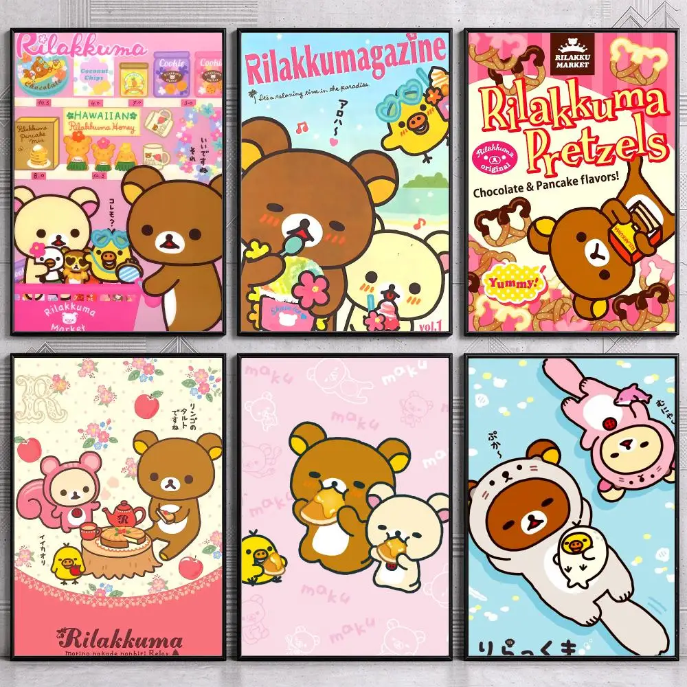 Cute Cartoon R-Rilakkuma Painting Calligraphy Canvas HD Poster Print Wall Art High Quality for Living Room Home Decor