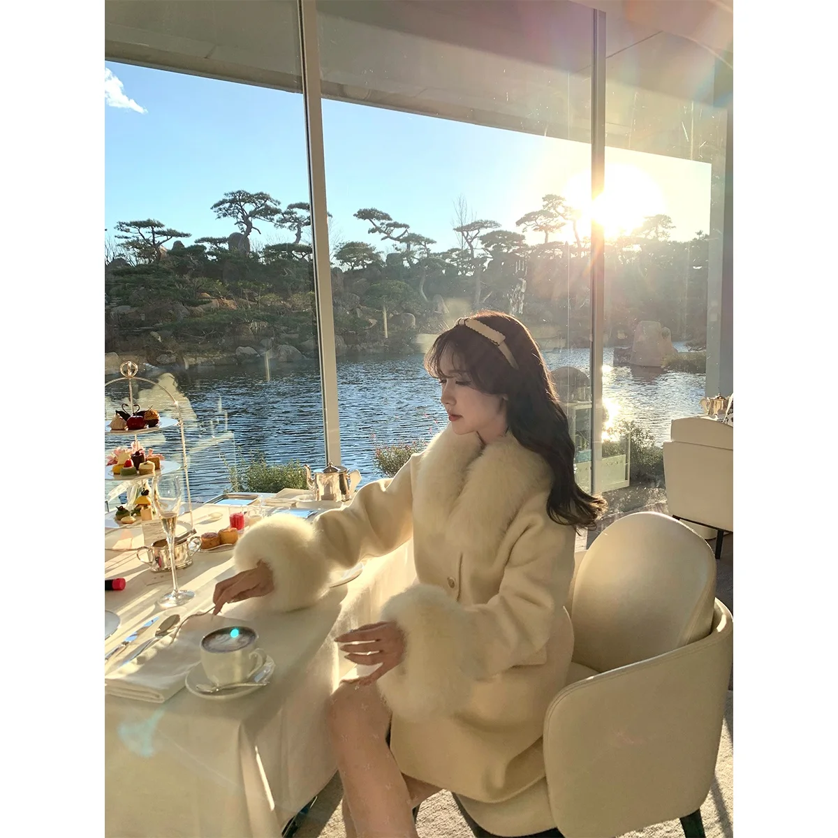 

Kimicoy Double-Sided Woolen Coat Women's Winter Faion White Fur Coat Sweet Sle Princ Version Online Exclusive