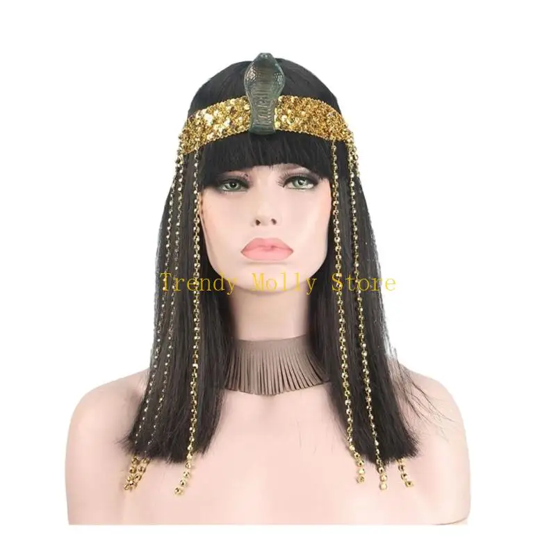 N5KB Cleopatra Cospaly Egyptian Snake Headpiece Set Halloweeen Cosplay Costume view 4