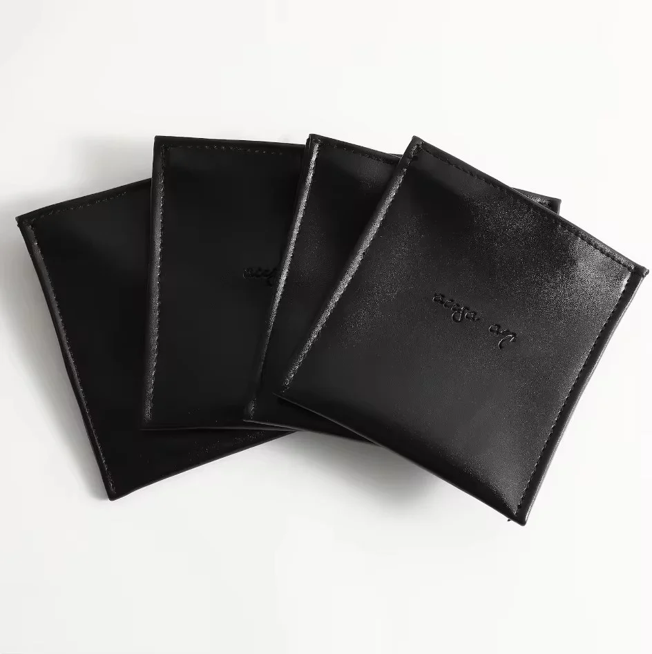 

Black bag Faux Leather Zipper Bag Jewelry Packaging Necklace Bag Customizable Logo Bag Necklace Earrings Ring Multiple Colors