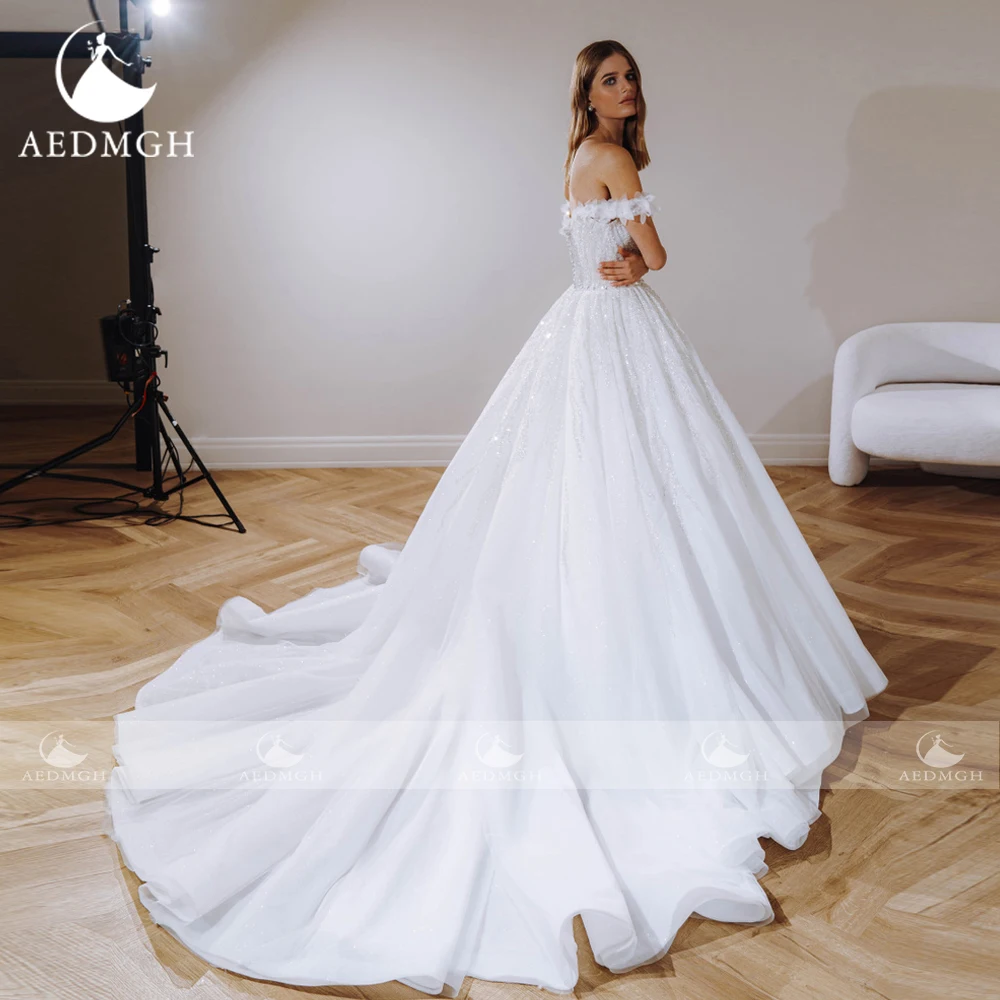 Aedmgh A-Line Glitter Wedding Dresses 2024 Sweetheart Off The Shoulder Robe De Mariee Lace Beaded Elegant Vestido De Novia