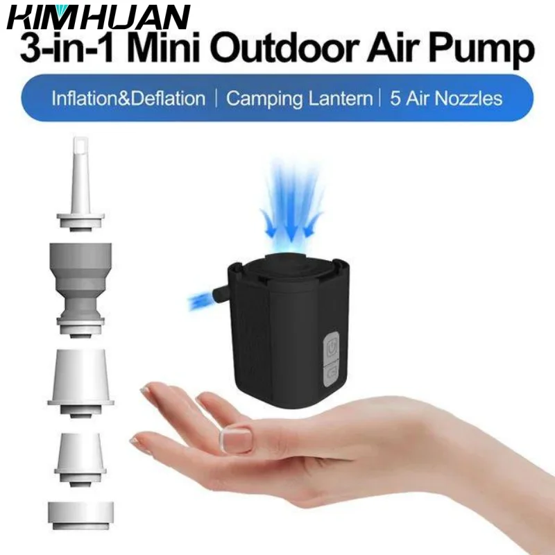 Imagem -05 - Portátil Mini Inflator Elétrico Giga Bomba 3.0 Carregamento Usb Outdoor Air Pump Lâmpada Colchão Barco Bomba de Vácuo Camping Laterna