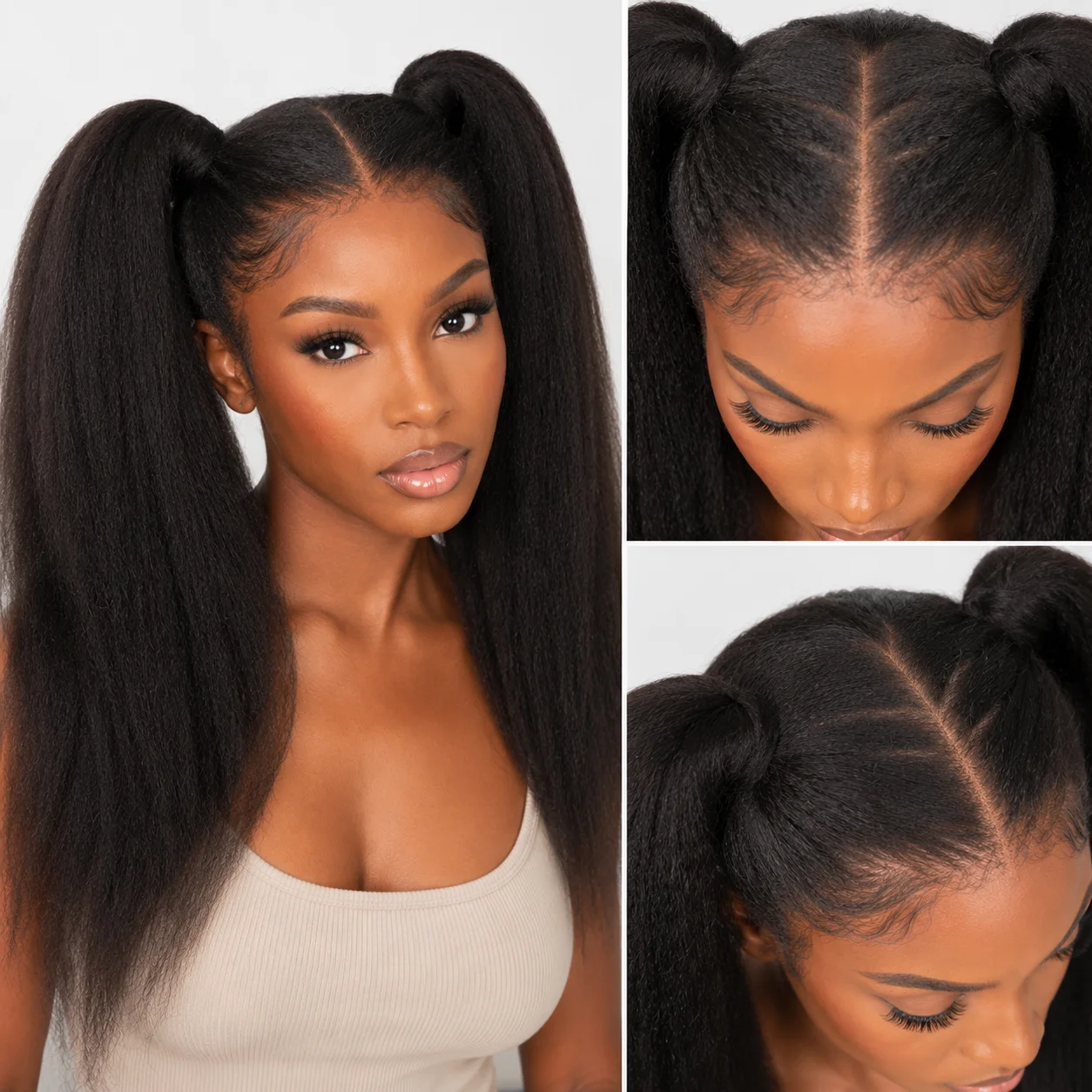

High End Upscale Real Full Lace Human Hair Wigs Kinky Straight 100% Brazilian Raw Virgin Hair HD Full Lace Invisible Scalp Wig