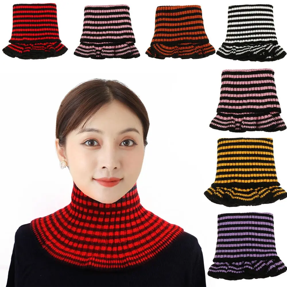 

Women Detachable With Wooden Ears Turtleneck Knitted Fake Collar Warm Scarf