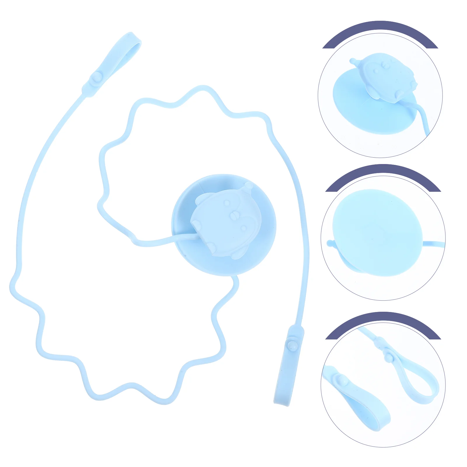 Highchair Spoon and Fork Anti-chain Utensils Holder Strap Baby Reusable Short Suction Cup Infant Blue Strong