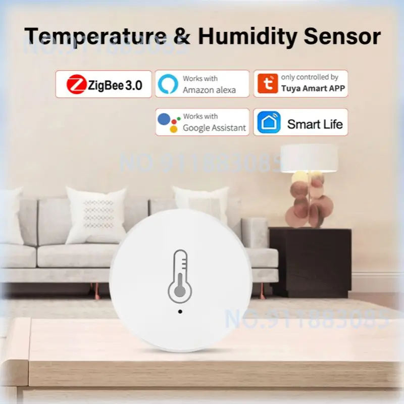 Tuya Zigbee Temperature And Humidity Sensor Battery Powered SmartLife APP Hygrometer Controller Monitoring For Alexa Google Home