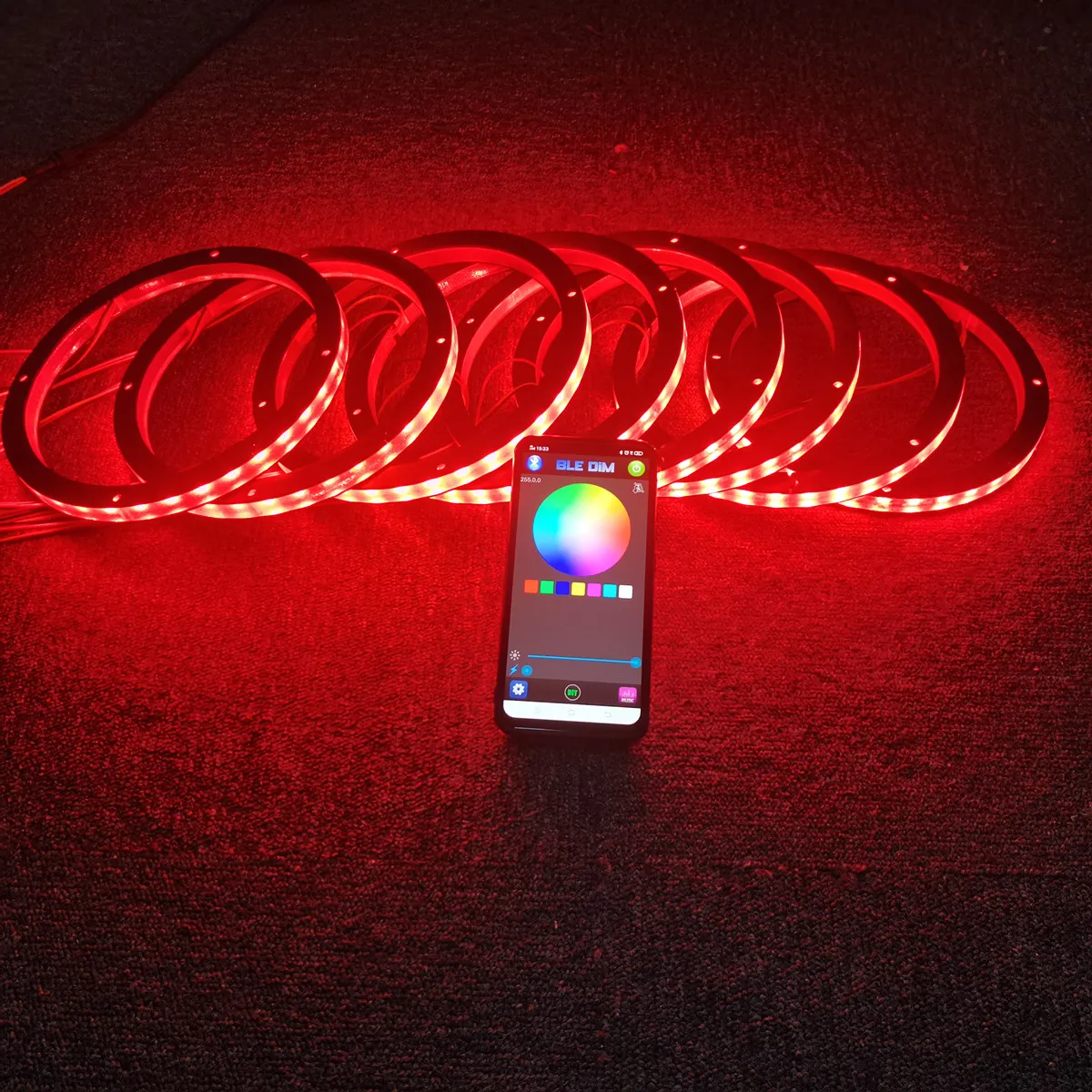 

6-Pack 6.5in RGB+White LED Speaker Rings APP Control Bluetooth Waterproof Car Truck Boat Audio Light