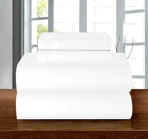 Luxury Soft Egyptian Cotton 4-Piece Bedding Set, King Size White with Deep Pocket Fitted Sheet