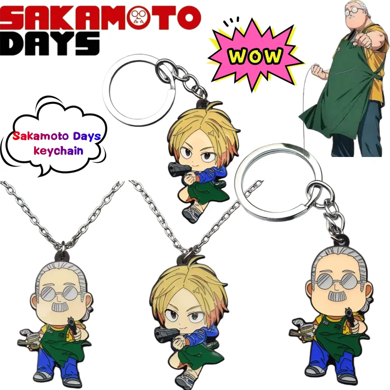 Sakamoto Days/Taro Sakamoto/Shin Asakura Metall-Halsketten-Schlüsselanhänger mit hohem Farbwert, Cartoon-Puppenmodell, Auto-Schultaschenanhänger – Detail 1