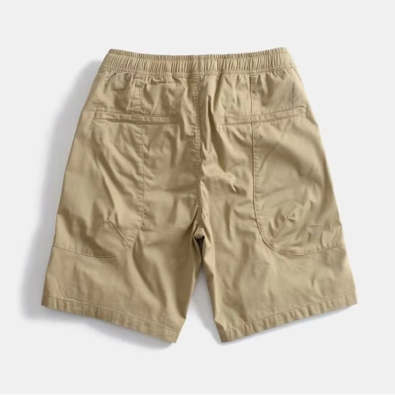 Solid Color Waist Draw String Men's Chino Shorts Summer Straight Simple Style Shorts for Men