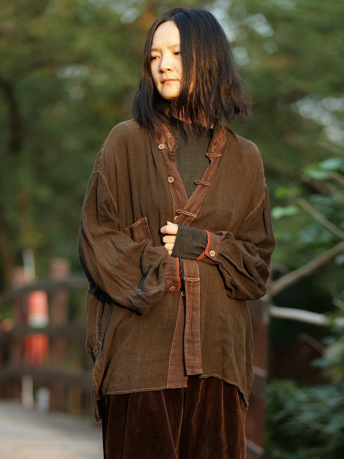 

Женское длинное платье PengPengHome 238 из новой китайской льняной ткани с воротником и пуговицами, дышащее и комфортное