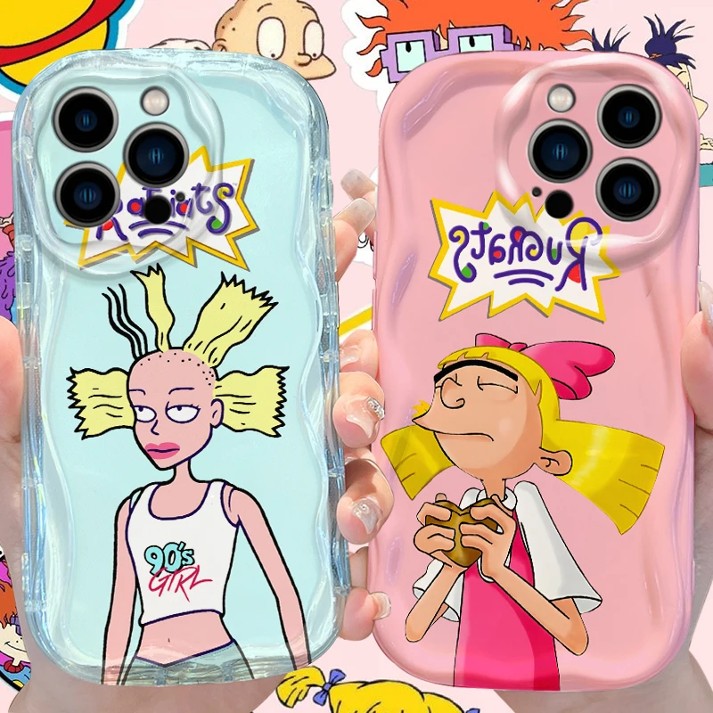 R-Rugrats Wave Funda para iPhone 16 15 14 Pro Max 13 12 Mini 11 XS X XR 8 7 Plus SE 2022 2020 Funda trasera suave a prueba de golpes