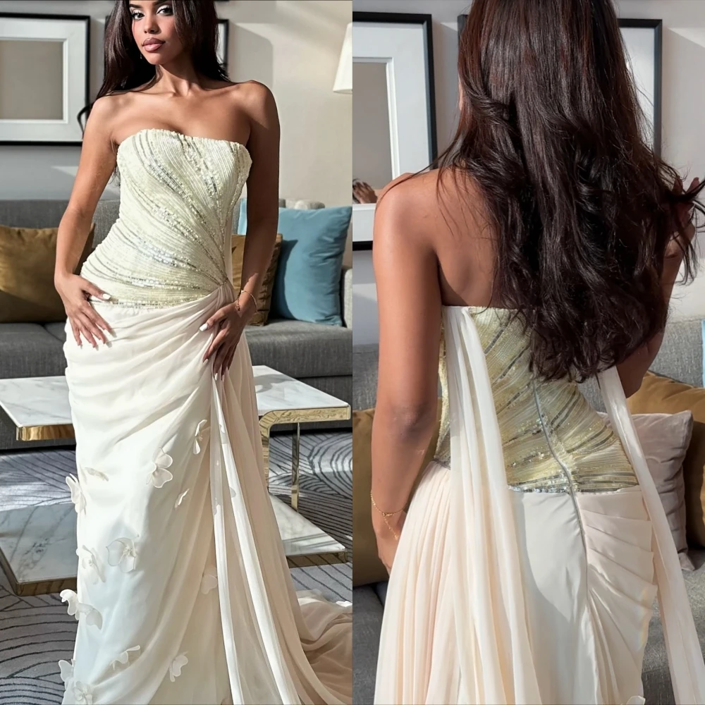 Sukienka wieczorowa w kształcie litery A, bez ramiączek, elegancka, modna, z temperamentem, wysokiej jakości, w stylu gwiazd, klasyczna, delikatna sukienka na przyjęcie.