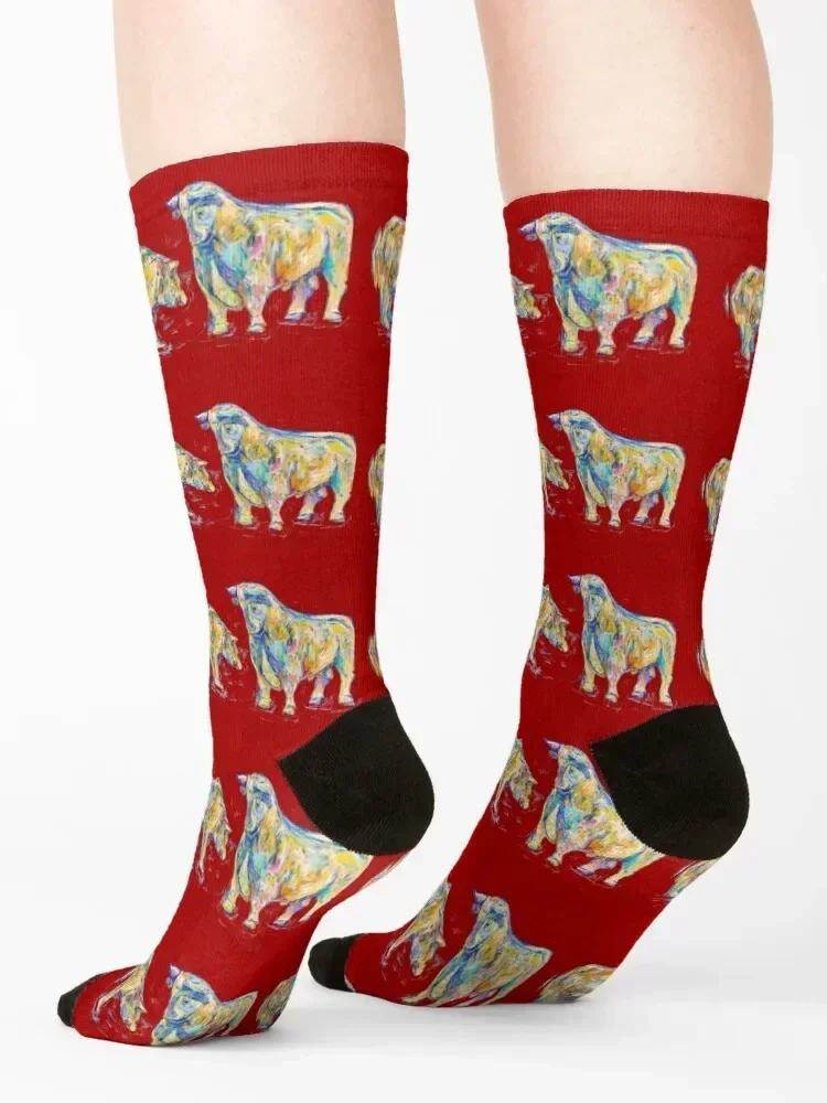 Toro y oso, calcetines rojos esenciales halloween Toe deportes anime niño niño calcetines mujer