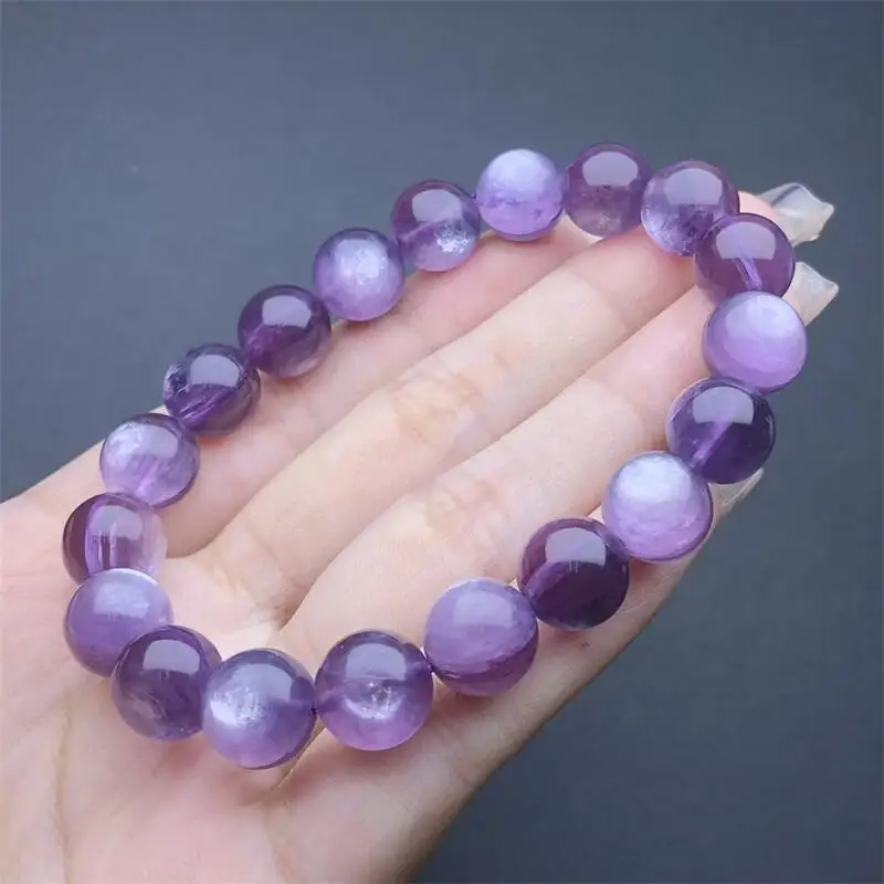 10MM Natural Purple Lepidolite Bracelet Fashion Crystal Gemstone Jewelry Reiki Healing Fengshui Gift For Women 1PCS