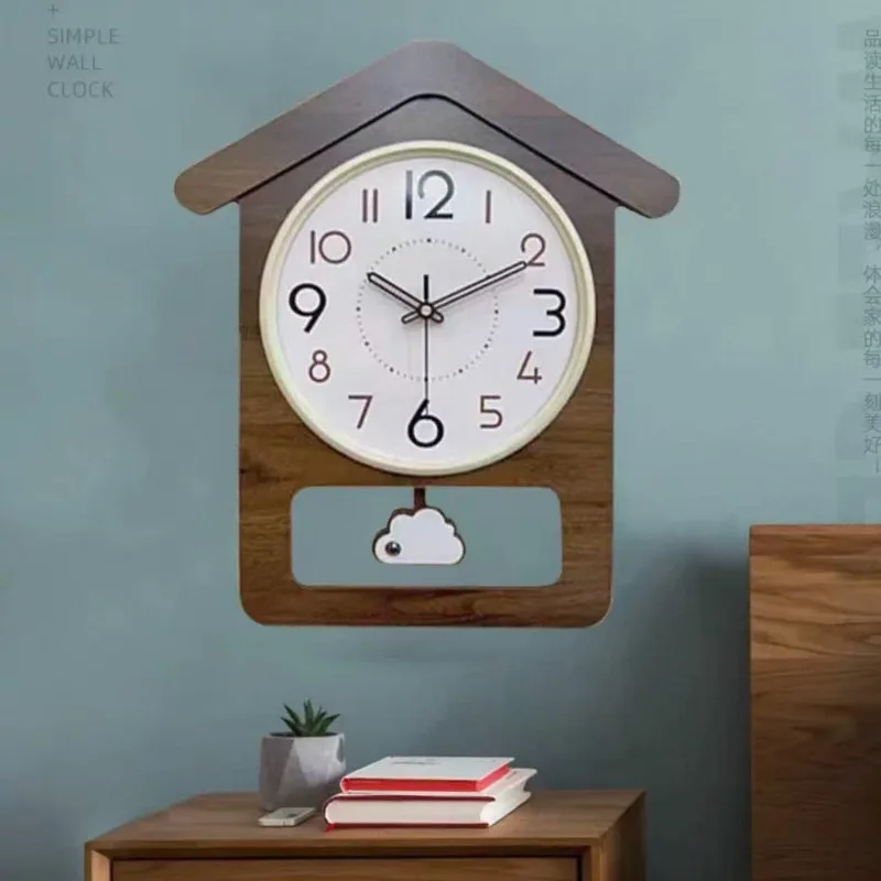 Wooden Silent Wall Clock Living Room Modern Pendulum Clocks Bedroom Wall Decoration Watch Interior Decoration Accessories