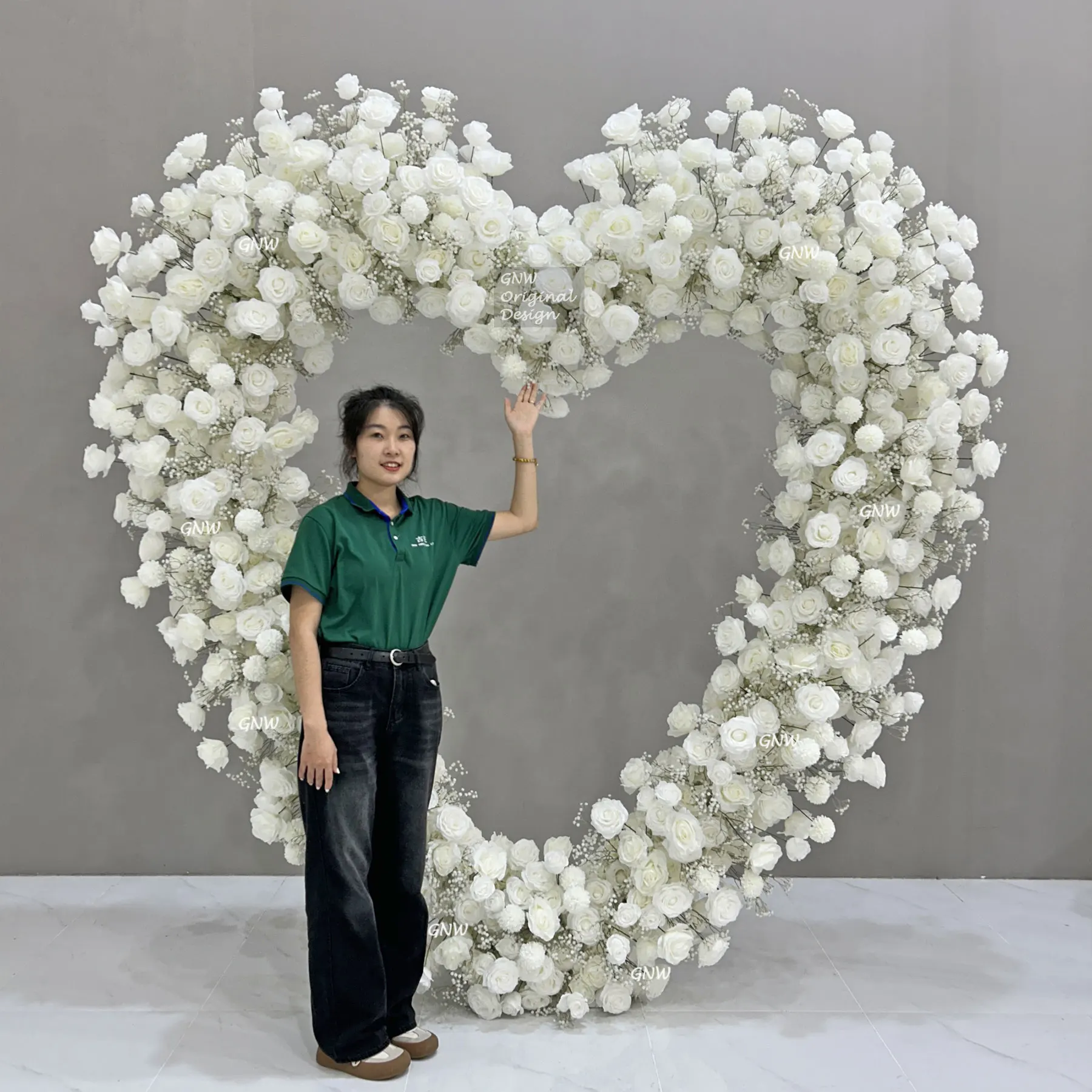 Colorful Rose Hydrangea Silk Artificial Flower Arch For  Wedding Arrangement Heart Design Stage Events Centerpiece Backdrop