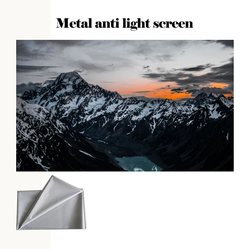 شاشة معدنية مضادة للضوء مقاس 60-120 بوصة، متوفرة بأحجام متعددة، يمكن قطعها وطيها بحرية #1