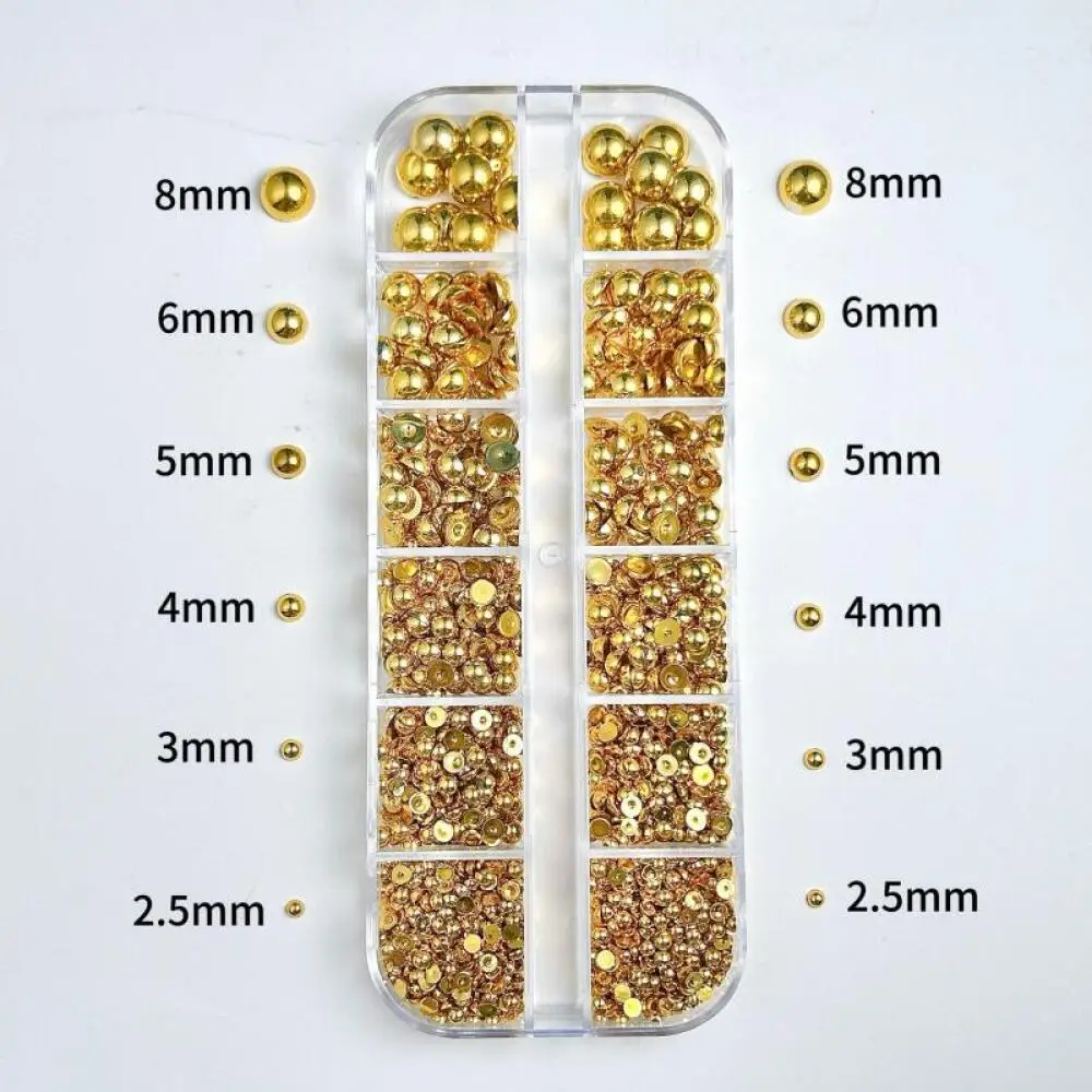 1 Box Künstliche Halbrunde Perlen-Nagelcharms, 3D Mehrfarbige Flachboden-Perlen-Nagelkunst-Dekorationen für DIY-Nägel – Detail 2