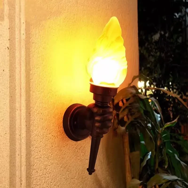for Outdoor Waterproof Wall Lamp Retro Torch Light European Garden Decor for Balcony Aisle Electric Powered Sconce Lighting