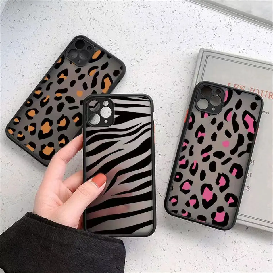 Brown Leopard Print Phone Case For iPhone 16 15 14 13 12 11 Pro Max Plus XR XS X 7 8 16 Plus SE 2022 Shockproof Hard Matte Cover