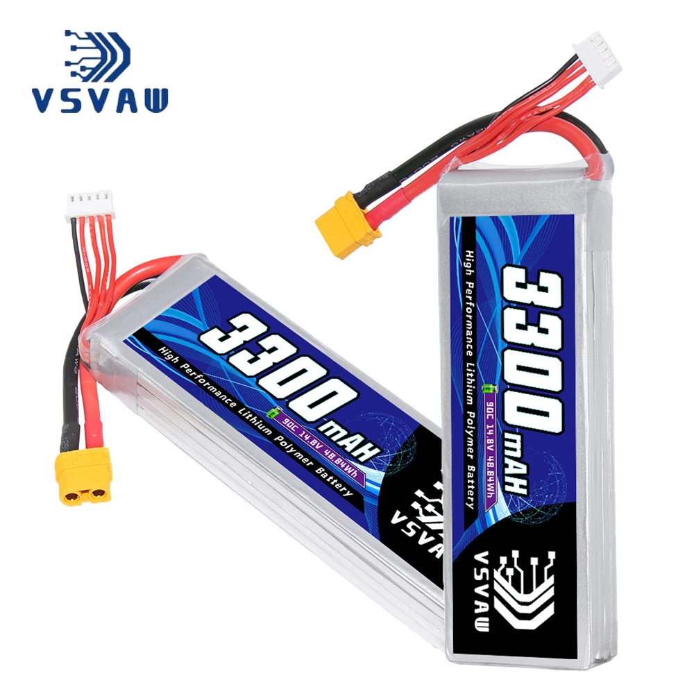 2Pcs VSVAW 3300mAh 4S 14.8V 90C Lipo Battery Remote Control Toy Drone Model Car Model Ship Model FPV Lithium Battery