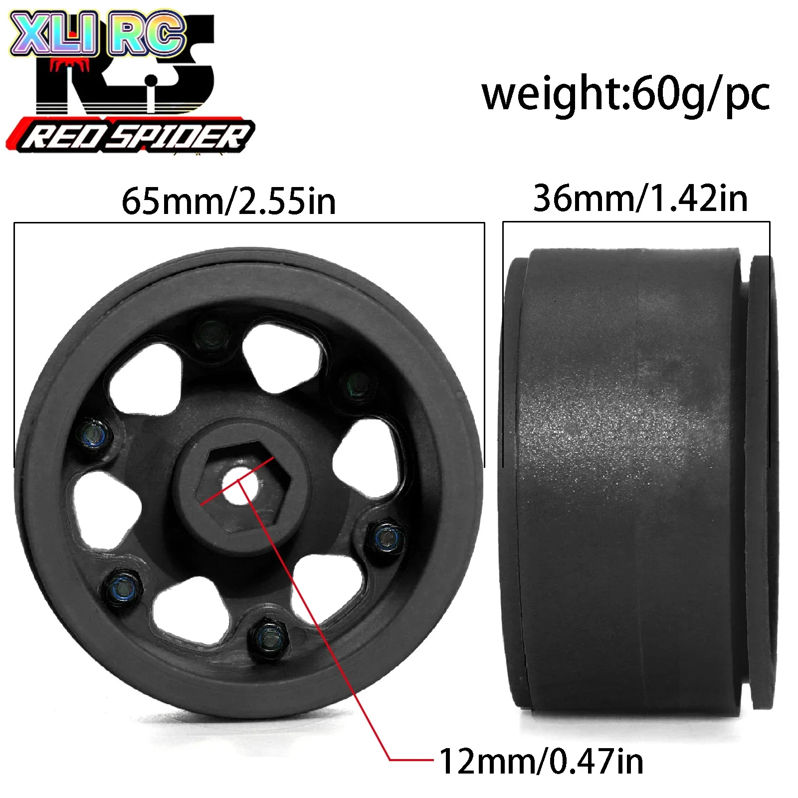 Nylon Beadlock Wheel Hub 2.2 Inch Universal Wheel Rims for 1/10 RC Rock Crawler Axial SCX10 RR10 Wraith TRX4 TRX6 Upgrade Parts