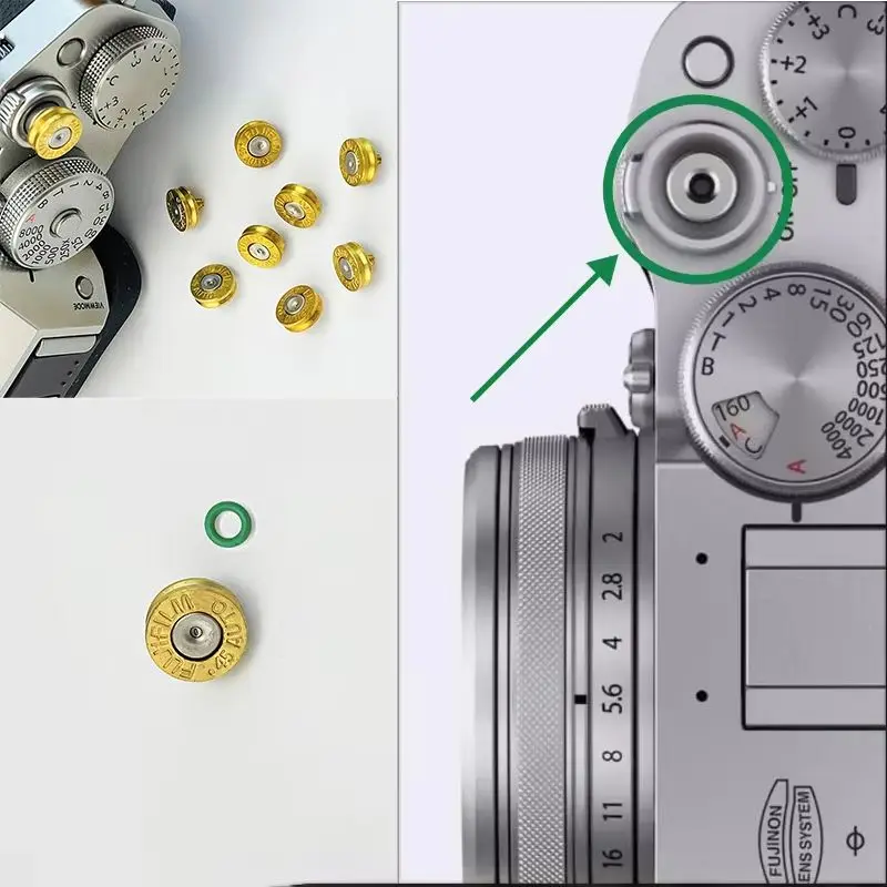 H62 Brass .45 AUTO Letters LOGO Bullet Shell Style Camera Shutter Button Screw Rivet Stud for XE5 XM5 XT5 XT50 m/q3
