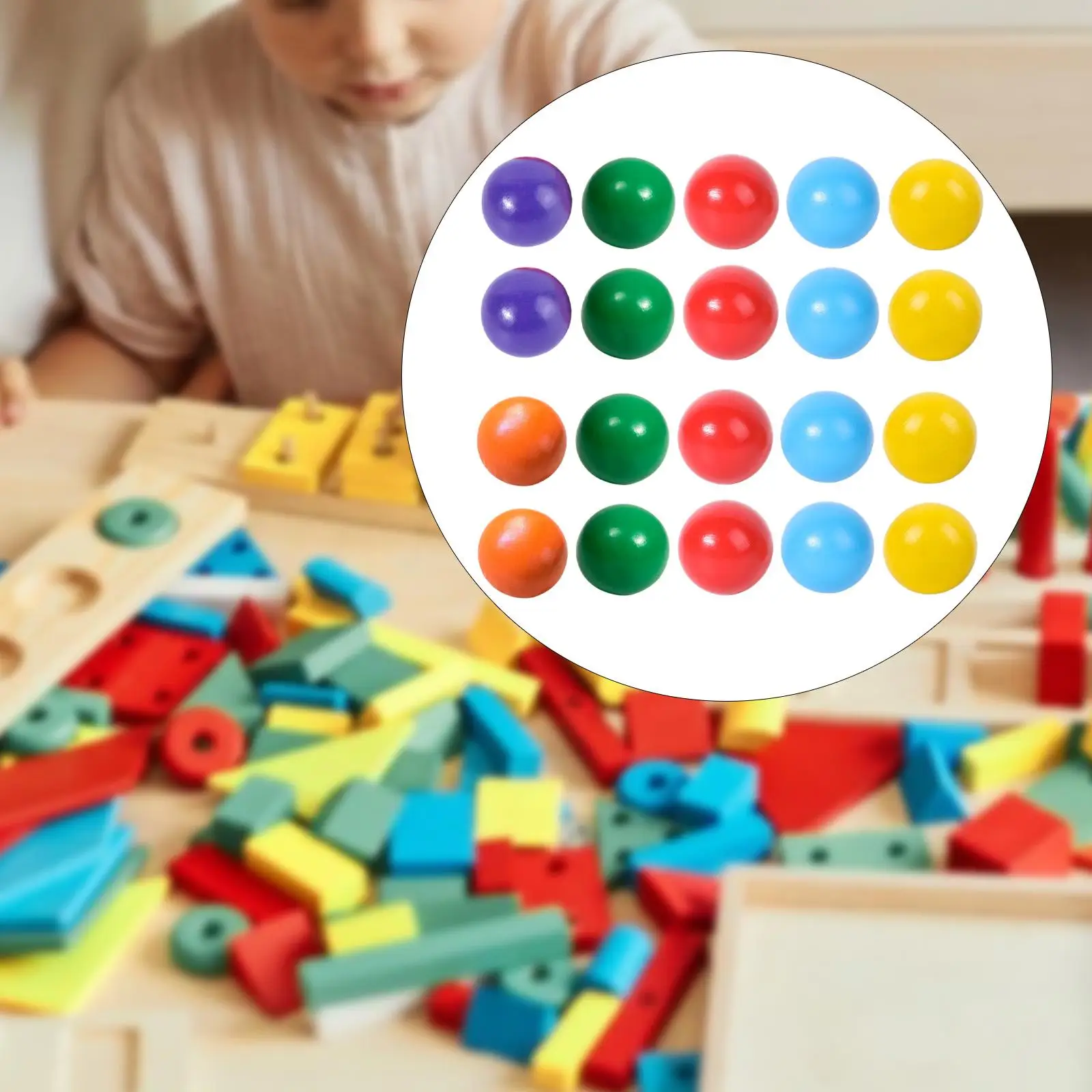 Boules en bois arc-en-ciel, jouets de comptage, matériaux d'apprentissage préscolaire, 10 pièces