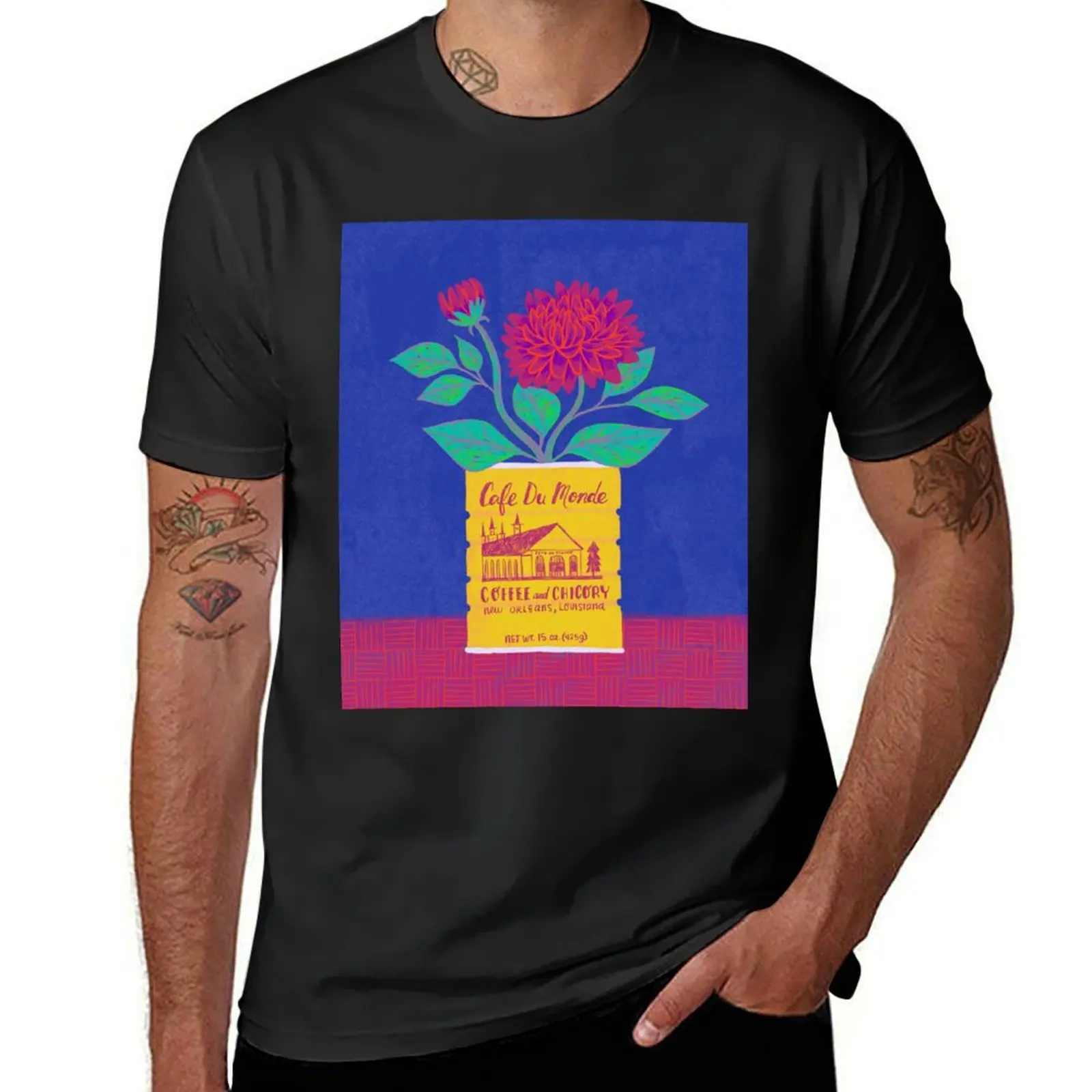 Cafe Du Monde Floral Bouquet T-Shirt blacks cute clothes plus size tops vintage T-shirt men