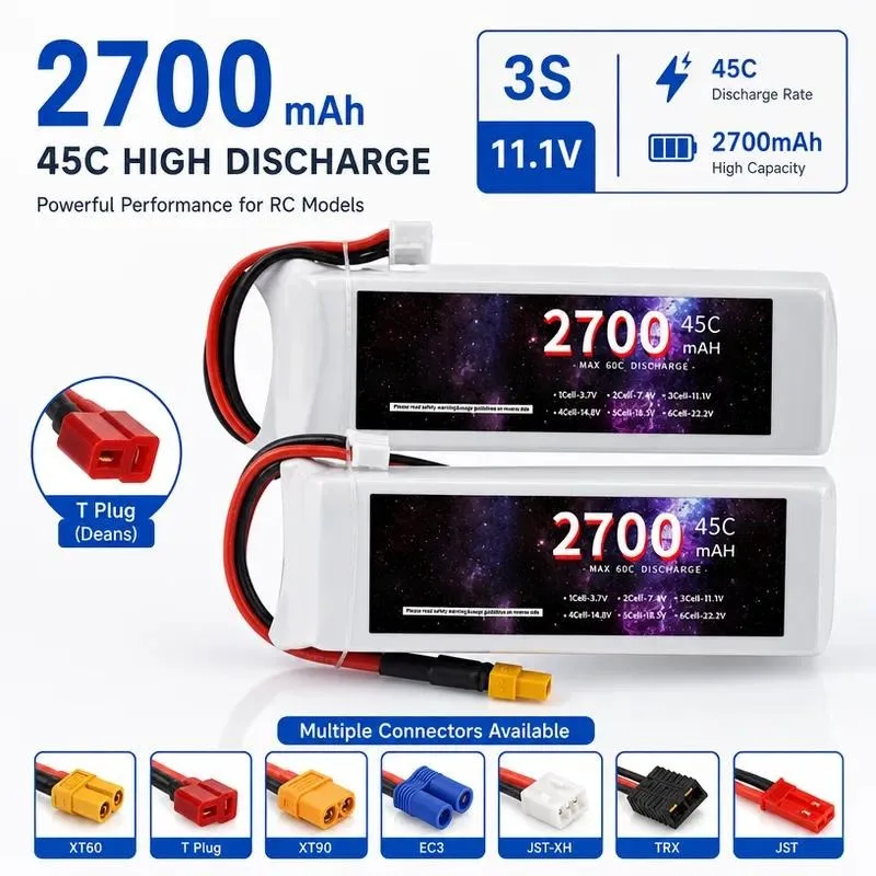 for Polymer Lithium Battery 11.4V 2700mAh Drone Aircraft 45C High Rate Battery