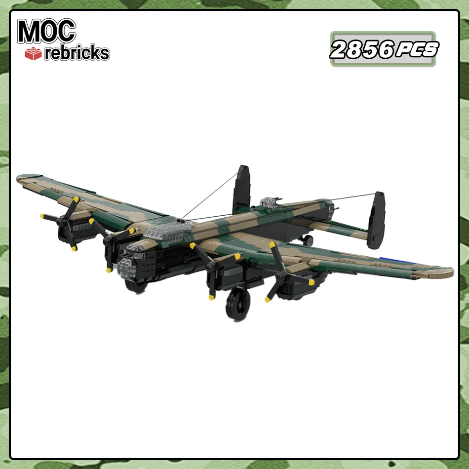 MOC-202726 Military Fighter Battle Plane 1:35 Four Engine Assembly Aircraft Model Building Block Technology Brick Children's Toy