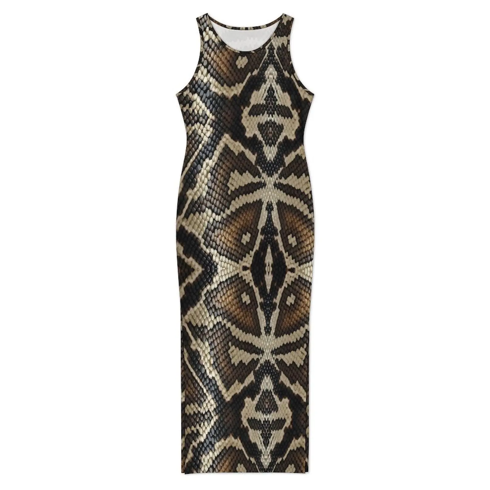 SnakeSkin 드레스 민소매 빈티지 프린트 슬림 섹시한 맥시 드레스 여름 미적 디자인 Bodycon 드레스 빅 사이즈 3XL 4XL