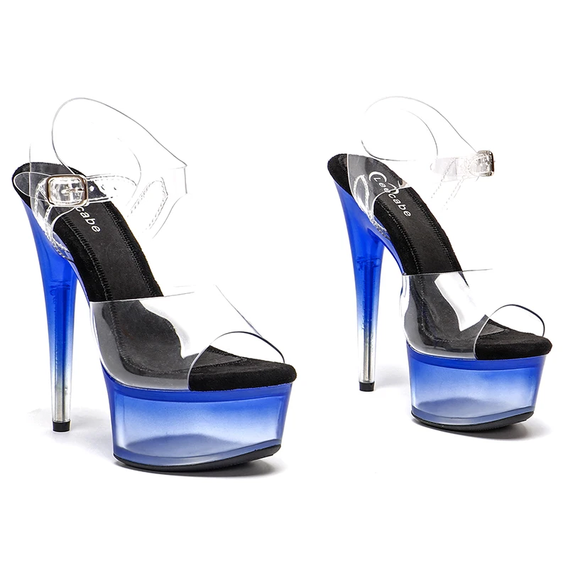 

Leecabe 15CM/6Inch Clear PVC Upper Platform lady party High Heels sandals Pole Dance Shoes