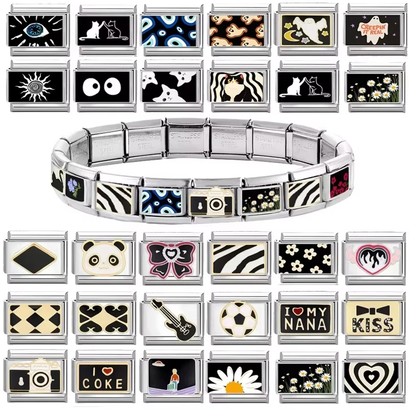 Orginal Charms Link Italian Stainless Steel 9mm Women Man Bangles Personalized Bracelets Hand Chain DIY Trendy Jewelry Making