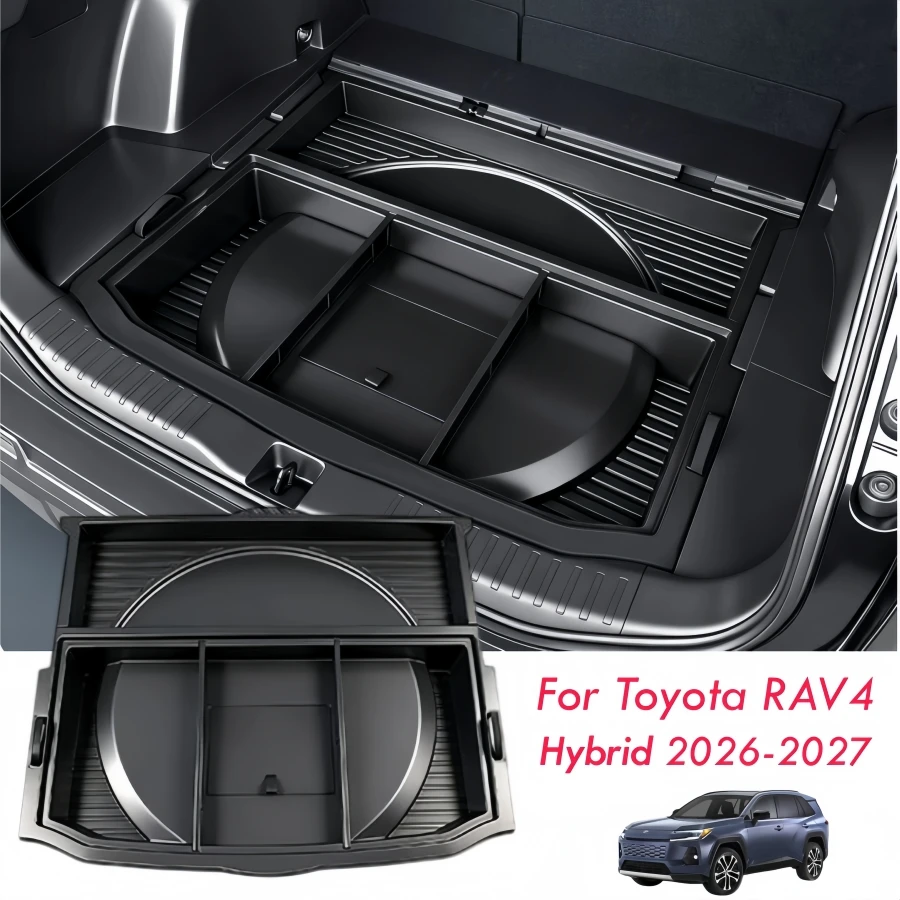 ABS Trunk Storage Organizer Box for Toyota RAV4 Hybrid 2026-2027 Hidden Cargo Tray With Divided Storage Not for PHEV & Gasonline