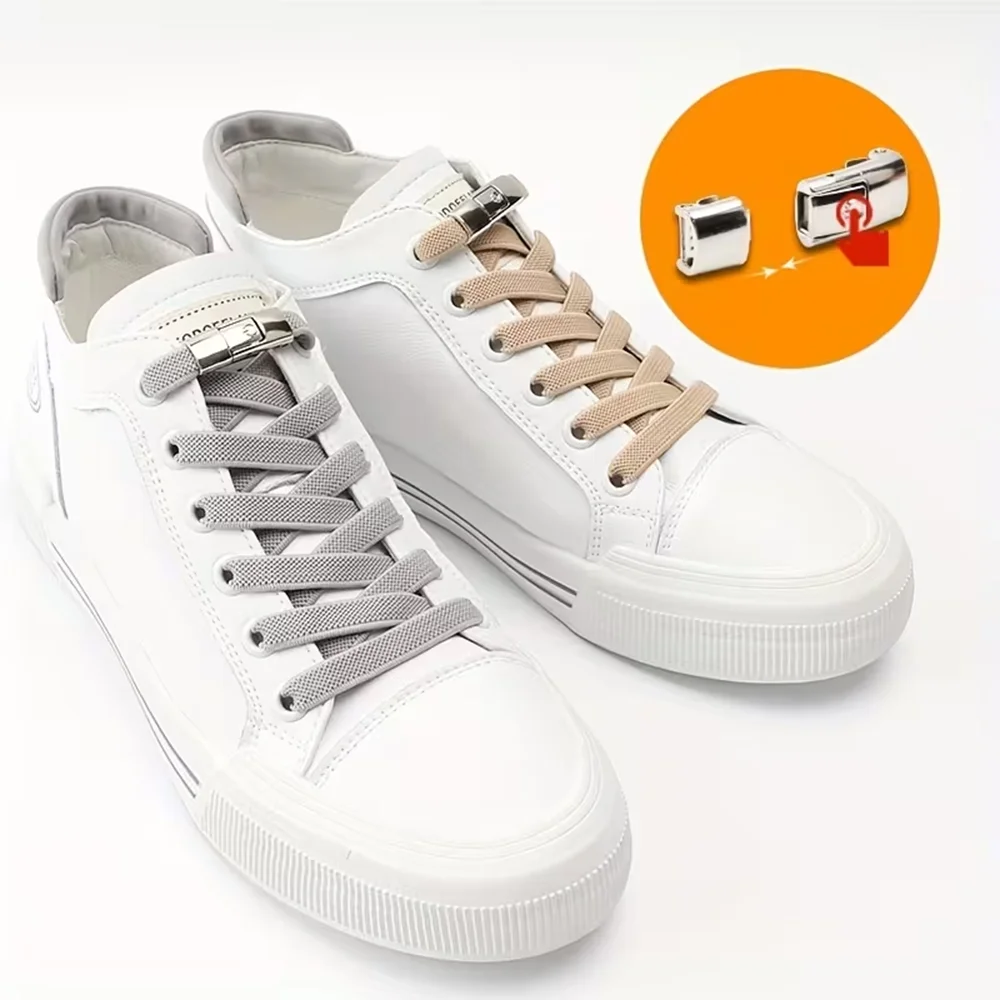スニーカー用のフラットな伸縮性のある靴ひも、快適なフラットシ - Elastic Lace Trim のレビューと価格