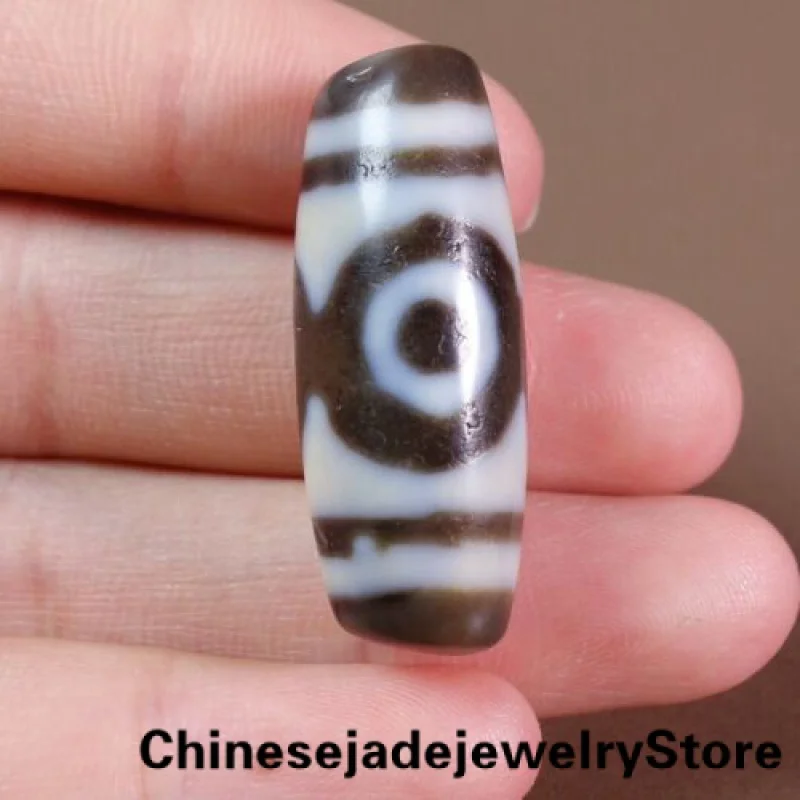 

Ancient Tibetan DZI Beads Old Agate Lotus 3 Eyes Totem Amulet Pendant GZI #813